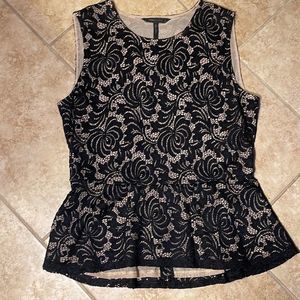 Black/tan lace blouse